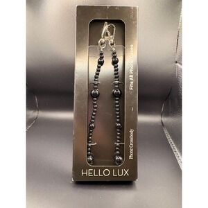 Hello Lux Universal Phone‎ Crossbody Beaded Strap Mixed Shiny Black Beads 51.2in
